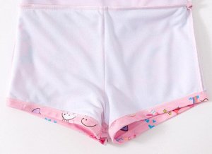 Слитный купальник для девочек с юбочкой, принт "Девочка", цвет розовый