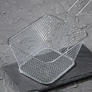Корзинка для картофеля фри Доляна «Квадро», 23,5?11?12,5 см, мелкая сетка, цвет серебристый