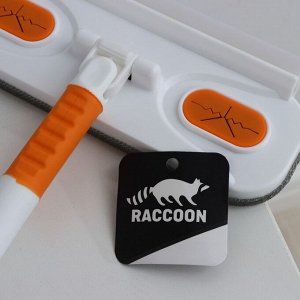Щётка для окон Raccoon, телескопическая нержавеющая ручка 77(123) см, силиконовый сгон 22 см, велюровая насадка 22x7 см, цвет МИКС