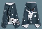 Детская пляжная накидка-полотенце, принт &quot;Космонавт&quot;, цвет серый