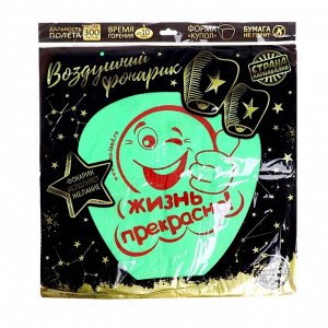 Небесный фонарик «Жизнь прекрасна!», купол, белый