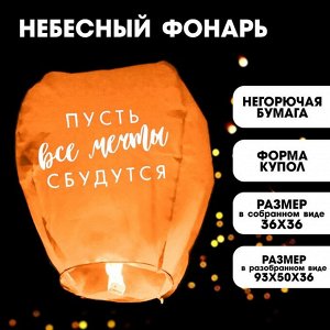 Страна карнавалия Фонарик желаний «Пусть все мечты сбудутся!», форма купол, цвета МИКС