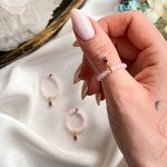 Кольцо на резинке из Розового кварца с подвеской &quot;Фианит&quot;