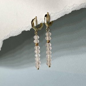 Серьги длинные с Розовым кварцем