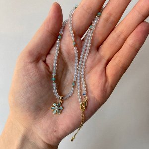 Бусы с подвеской из Топаза и Амазонита