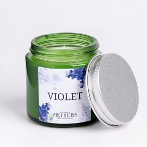 Свеча в банке Spring Flowers. Violet, из соевого воска, 25 ч, 120 мл, фиалка