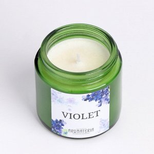 Свеча в банке Spring Flowers. Violet, из соевого воска, 25 ч, 120 мл, фиалка