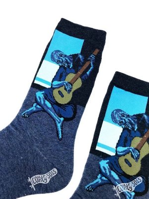 Синие носки с картиной "Старый гитарист" Пабло Пикассо, р 35-42