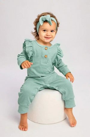 Комбинезон детский с рюшами AMAROBABY Fashion, зеленый