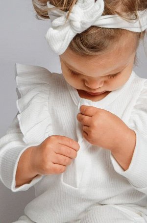 Комбинезон детский с рюшами AMAROBABY Fashion, молочный