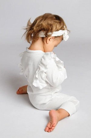 Комбинезон детский с рюшами AMAROBABY Fashion, молочный