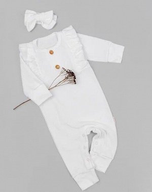 Комбинезон детский с рюшами AMAROBABY Fashion, молочный