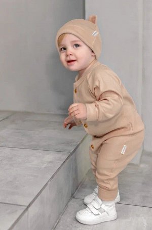 Комбинезон детский с шапочкой AMAROBABY Fashion, бежевый