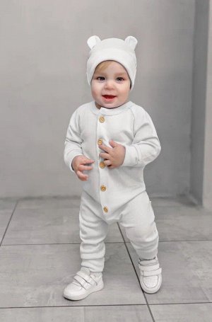 Комбинезон детский с шапочкой AMAROBABY Fashion, молочный