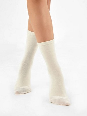 Высокие детские однотонные носки кремового цвета (1 упаковка по 5 пар)