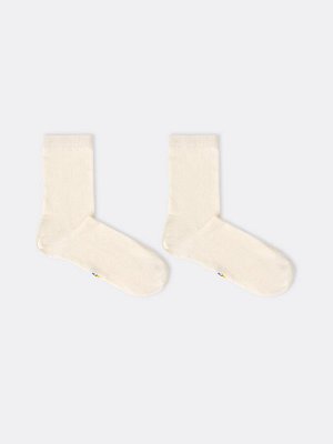 Высокие детские однотонные носки кремового цвета (1 упаковка по 5 пар)