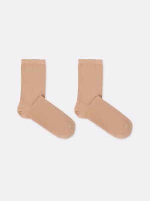 Высокие детские однотонные носки в оттенке капучино (1 упаковка по 5 пар)