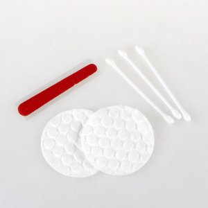 Косметический набор (ватные диски, ватные палочки, пилочка для ногтей). Набор 10 шт