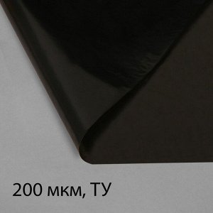 Плёнка из полиэтилена, техническая, толщина 200 мкм, чёрная, 10 * 3 м, рукав (1.5 м * 2), Эконом 50%, Greengo