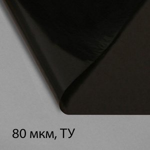 Плёнка полиэтиленовая, техническая, 80 мкм, чёрная, длина 10 м, ширина 3 м, рукав (1.5 м * 2), Эконом 50%, Greengo