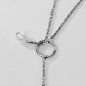 Кулон "Эстетика" на кольце, цвет белый в серебре, L=76 см