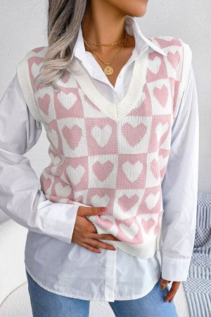 Розовый свитер-жилет с V-образным вырезом