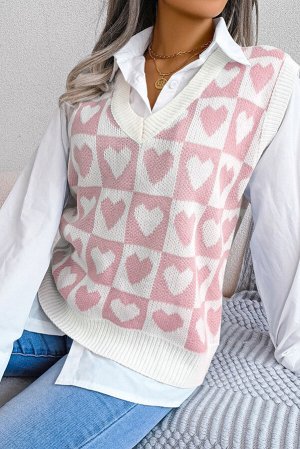 Розовый свитер-жилет с V-образным вырезом