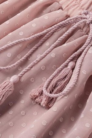 Розовая расклешенная мини-юбка с оборкой в швейцарский горошек
