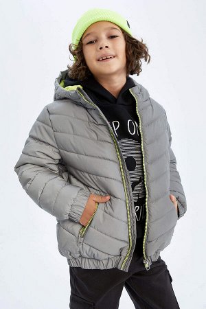 Водоотталкивающее пальто с отражателем на плюшевой подкладке с капюшоном для мальчиков