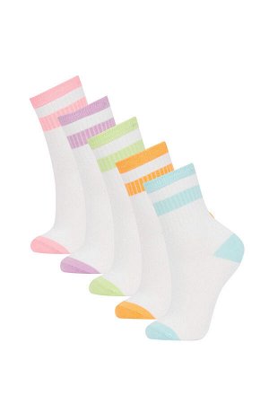 Хлопковые длинные носки Defacto Fit из 5 предметов для девочек