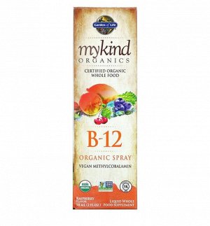 MyKind Organics, органический спрей с витамином B12, со вкусом малины, 58 мл