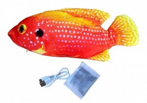 Интерактивная рыбка с кошачьей мятой/Интерактивная мягкая игрушка рыбаЭлектрическая игрушка для животных с USB кабелем / Игрушка рыба с двигающимся хвостом / Товары для животных/