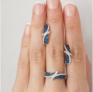 Серебряное кольцо с фианитами синего цвета 511