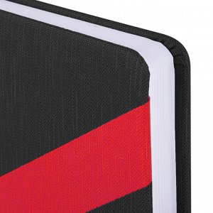 Ежедневник недатированный А5 138x213мм BRAUBERG Waves под кожу, застежка 160л, черный/красный,111876