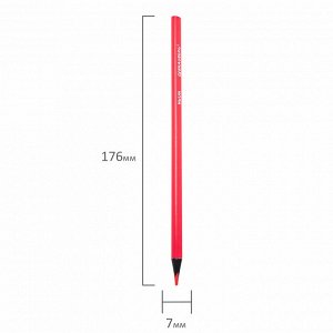 Карандаши цветные BRAUBERG NEON, 12 неоновых цветов, черное дерево, трёхгранные, 181852