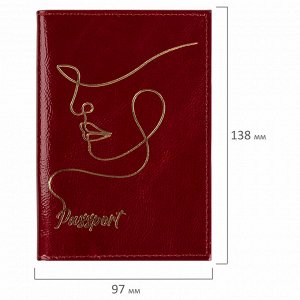 Обложка для паспорта натуральная кожа наплак, тиснение золотом "Трафарет", красная, BRAUBERG, 238211
