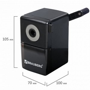 Точилка механическая BRAUBERG "BLACK JACK", металлический механизм, цвет чёрный, 222516