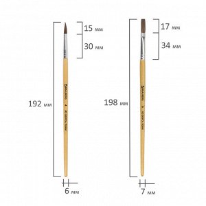 Кисти BRAUBERG, НАБОР 4шт., (из ворса пони кругл. № 2,3,4, плоская № 6), блистер, 200221