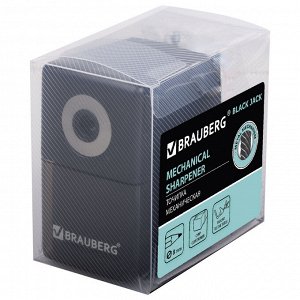 Точилка механическая BRAUBERG "BLACK JACK", металлический механизм, цвет чёрный, 222516