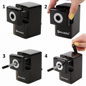 Точилка механическая BRAUBERG "BLACK JACK", металлический механизм, цвет чёрный, 222516
