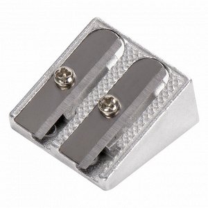 Точилка BRAUBERG &quot;Style&quot;, металлическая клиновидная, 2 отверстия, в карт. коробке, 222486