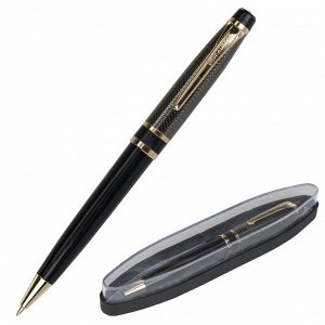 Ручка подарочная шариковая BRAUBERG Sonata, СИНЯЯ, корпус золотистый с черн.,линия 0,5мм, 143483