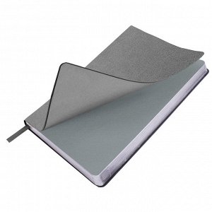 Ежедневник недатированный А5 138х213мм BRAUBERG Metallic под кожу, 136л, гибкий, серебряный, 113377