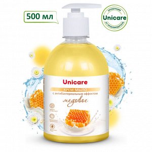 Мыло-крем жидкое с антибактериальным эффектом 500мл UNICARE "Медовое", с дозатором, ш/к 86096