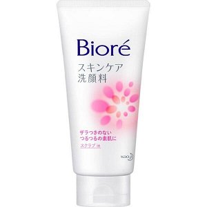 Пенка-скраб для лица KAO Biore skin care face wash scrub цветочный аромат, туба 130г, 1/24