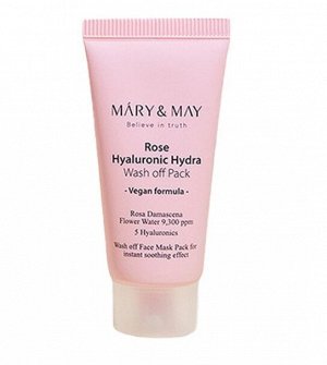 Mary&May Глиняная маска для глубокого увлажнения 30 г мини  Rose Hyaluronic Hydra Clow Wash off Pack