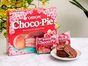 Пирожное со вкусом персика и сакуры Orion ChocoPie/ Пироженое Орион Чокопай 360 гр