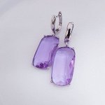 Серьги с крупным камнем, покрытие: посеребрение, цвет камня: сиреневый, арт 411.583