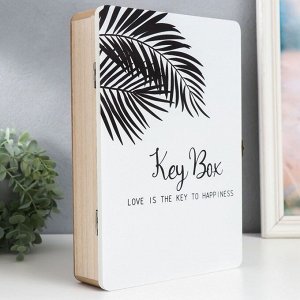Ключница натенная «Пальмовые листья», панно, дерево, 6 крючков, 20x5.5x29 см