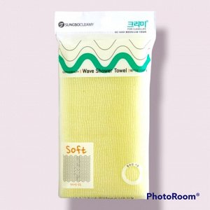 Мочалка для тела с плетением «Волна» однотонная "Wave Shower Towel" (мягкая) размер 28 см х 100 см